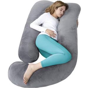 60 Inch Pregnancy Pillow for Sleeping, Extra Large U Shaped Body Pillow, Maternity Pillow for Pregnant Women with Velvet Cover (Dark Grey)