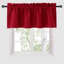 Hiasan Red Valance Curtains for Kitchen Blackout Thermal Insulated Rod Pocket Window Valances, 52 x 18 Inches Length, 1 Panel