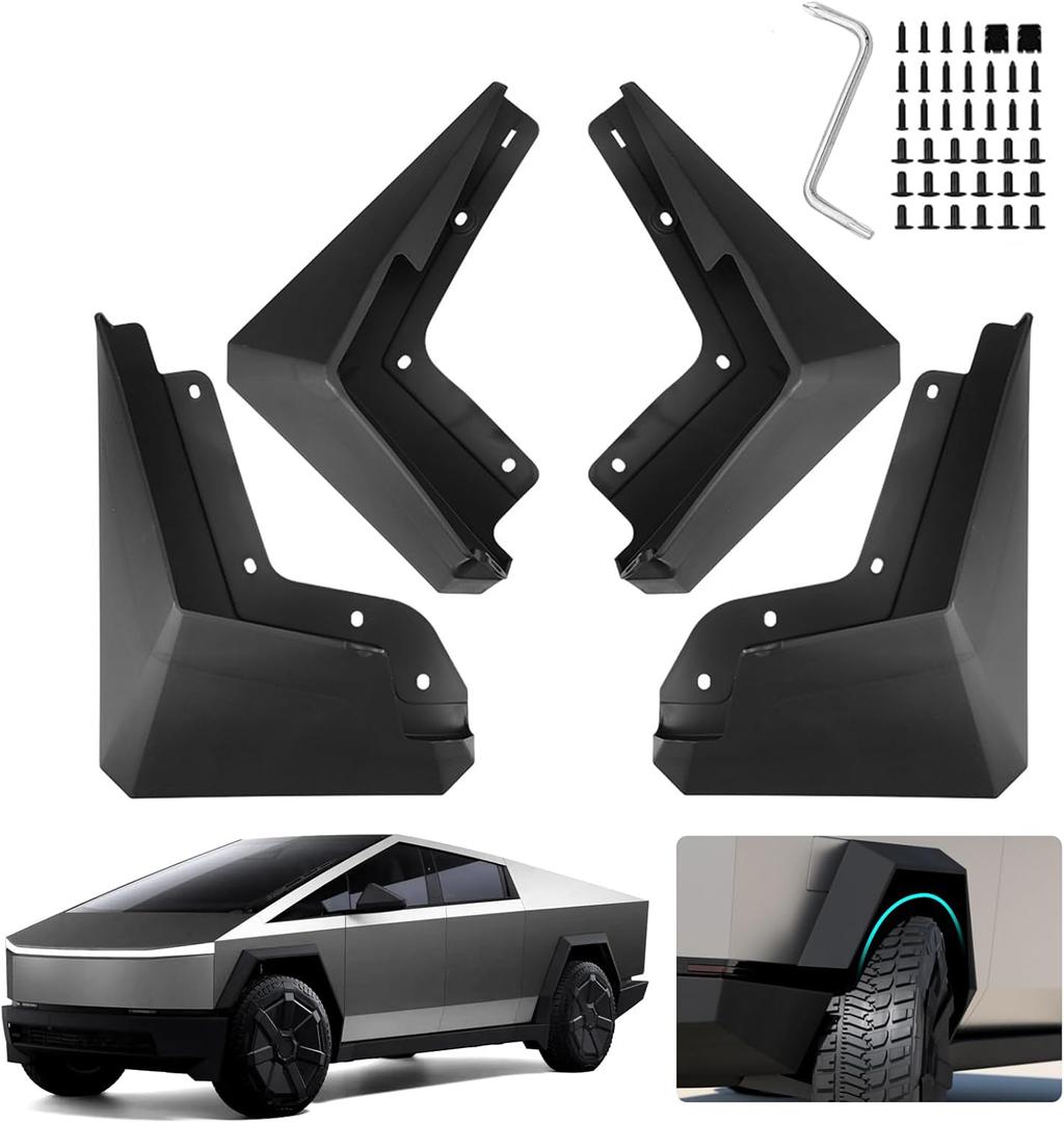 Custom Fit for Mud Flaps 2024 2025 Tesla Cybertruck Mud Splash Guard Front and Rear 4-PC Set