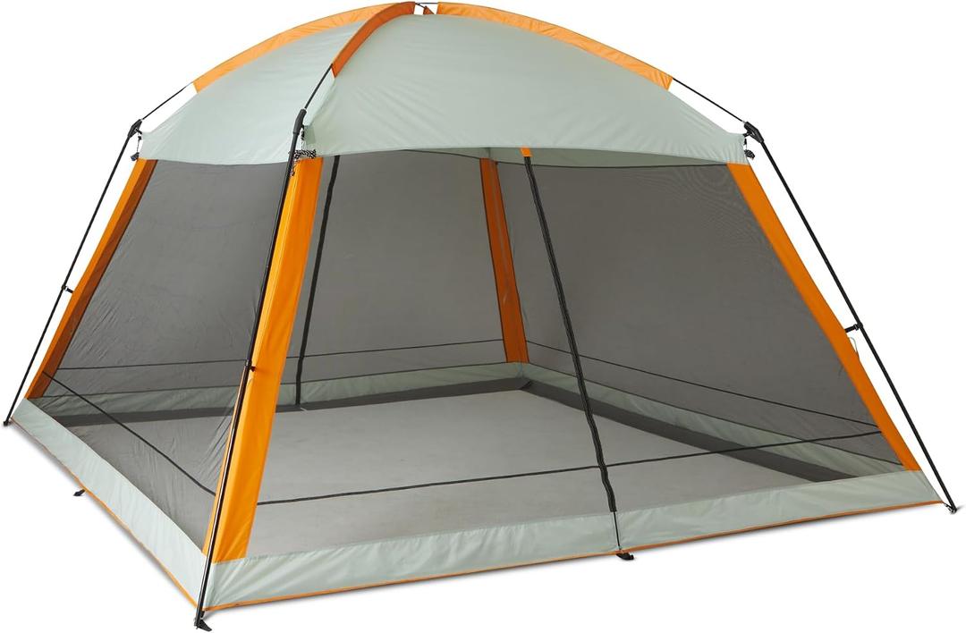 Amazon Basics Screened Canopy Tent, 12 x 12 ft with Zippered Enclosure, UPF50+ Sun Protection, Bug-Free Outdoor Shelter for Camping, Parties and Events, No Floor, 12' L x 12' W x 92" H