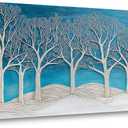 Ggaafet Abstract Forest Wall Art for Bedroom Canvas Painting Prints Beautiful Blue Snow Wood Art Deco Modern Artwork Office Family Dining Room Decor