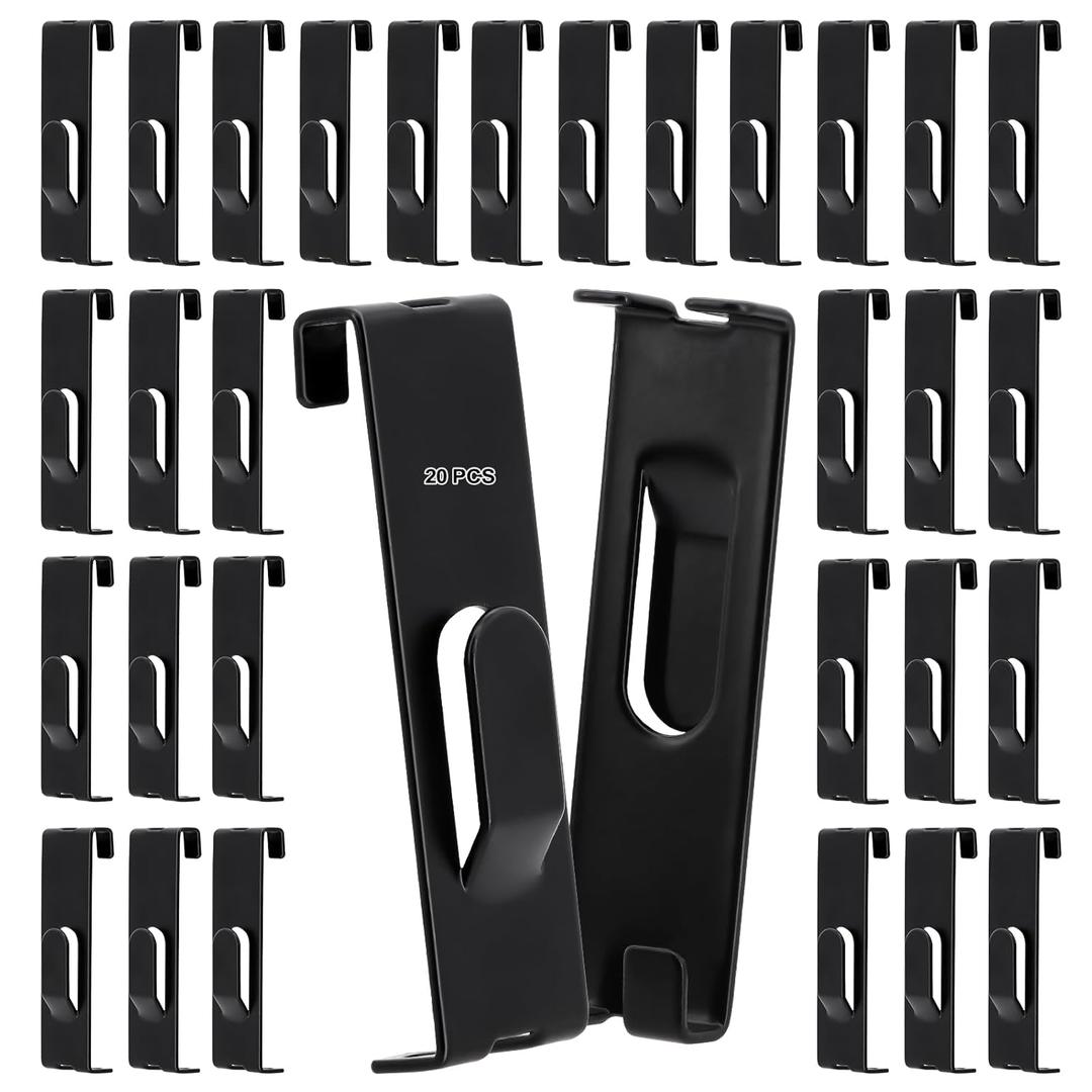 West Bay 20 Pcs Grid Hooks for Wall, Grid Wall Picture Hooks Gridwall Shelf Accessories Hangers Display Panels Slat Notch for Art Clothes Painting Photography Canvas Black Metal Commercial