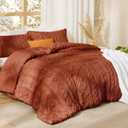 Bedsure Tufted Boho Comforter Set King Size - Terracotta Boho Bed Set, GentleSoft 3 Pieces Farmhouse-Style Embroidery Bedding, Gifts for Woman, Soft Jacquard King Comforter for All Seasons