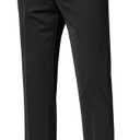 Mylldey Men's Regular Fit Dress Pants Casual Business Flat Front Mens Wrinkle Free Comfort Stretch Pants (Black), 