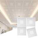 Nuanchu 40 Pcs 15.7 x 15.7 Inch Foam Ceiling Tiles Covered 68.8 Sq. ft, Self-Adhesive Ceiling Cover, Peel and Stick Wall Panel, Waterproof Wallpaper DIY for Bedroom, Home Decor(Frame), 15.75 x 15.75 inches