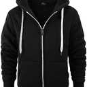 V VALANCH Men Hoodies Zip Up Sherpa Lined Sweatshirts Heavyweight Thick Warm Fleece Winter Jacket, Black, XL