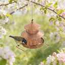 Bird Feeder for Outdoors Hanging, 2LB Capacity with 4 Perches, Heavy Duty Metal Wild Bird Feeders for Garden, Yard,Easy to Clean and Refill,Vintage Copper