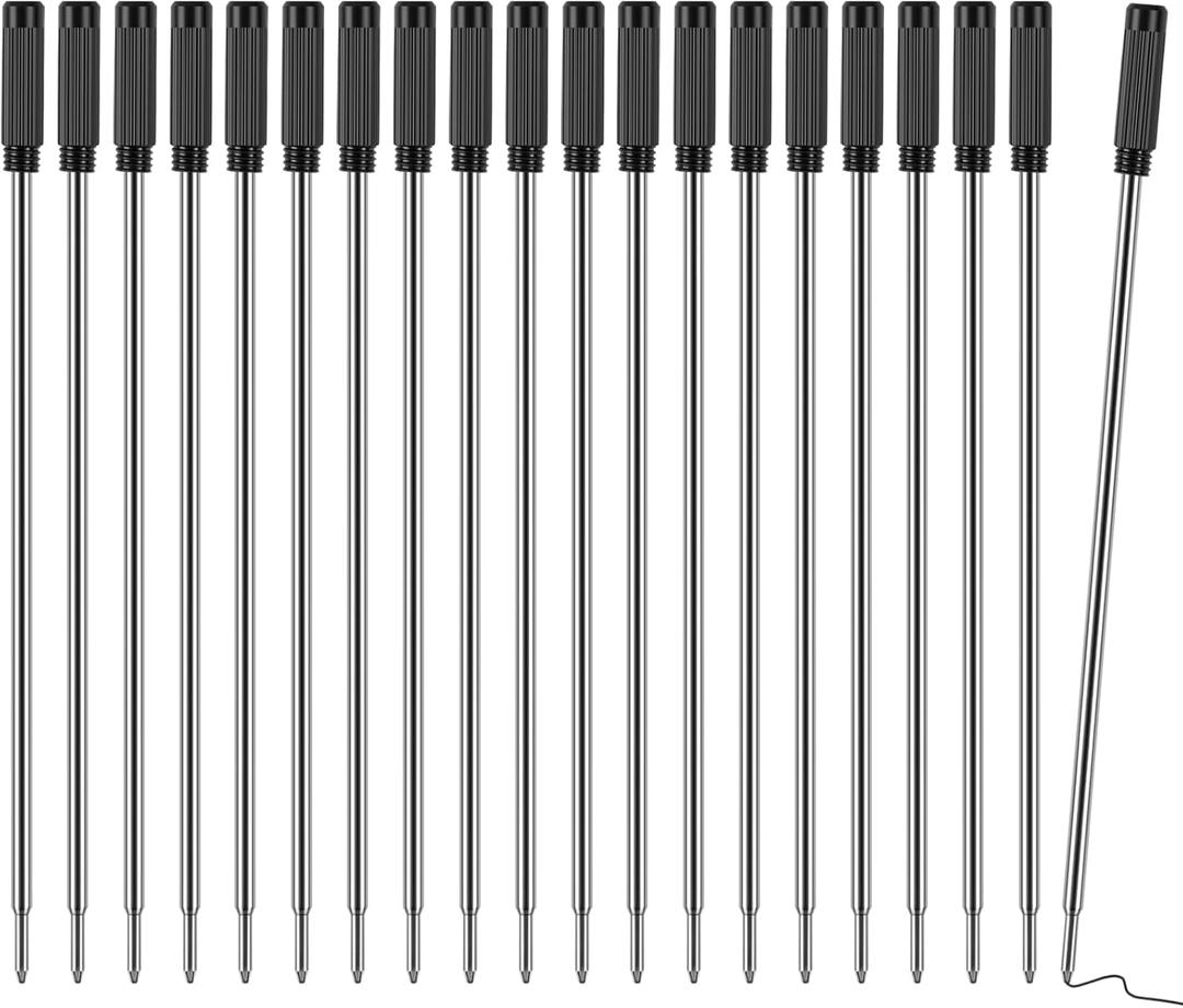 AZUREAL Pen Refills 20P, Replaceable Ballpoint Pen Refills, 1mm Medium Tip, Ink Pen Refills for Twist Pens, Black Ink