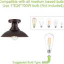 GOLDHILL 10.5" Oil Rubbed Bronze Semi Flush Mount Ceiling Light, Rust-Resistant Powder Coated Metal Barn Fixture for Kitchen, Covered Porch & Patio, Damp Rated