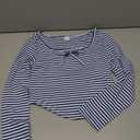 SOLY HUX Girl's 2 Piece Outfits Striped Long Sleeve Fall Matching Sets Bow T Shirt Tops and Wide Leg Pants Blue and White Striped 10Y