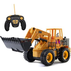 Top Race TR-113 5 Channel Full Functional Remote Control Tractor Toy Front Loader - 14 x 6 x 8 inch Electric RC Remote Control Construction Toy Tractors with Lights and Sounds