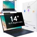 Peslv Magnetic Laptop Privacy Screen 14 inch for 16:9 Computer Monitor, 14" Removable Anti Glare Protector Blue Light Filter Shield Compatible with Lenovo Hp Dell Acer Asus Thinkpad Envy Xps