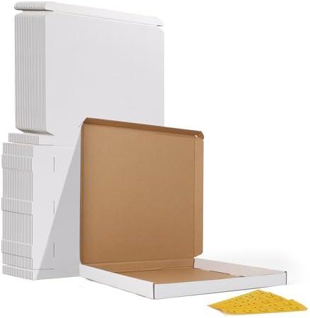 HORLIMER 12.5x12.5x1 inches Shipping Boxes Set of 25, White Corrugated Cardboard Box for Mailing, Packaging, Small Business