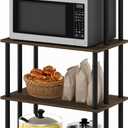 Furinno Turn-N-Tube Kitchen Storage Shelf with Top Cabinet for Kitchen, Dining Room and Home Office, Columbia Walnut/Black, 3-Tier with Top Cabinet
