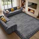GarveeHome Washable 9x12 Large Area Rug for Living Room Bedroom Modern Non Slip Low Pile Carpet Geometric Cross Brdered Stain Resistant Grey Bedroom Laundry Room Rugs Kids-Friendly& Pets-Friendly