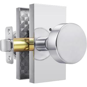 Privacy Door Knobs InteriorPolished Chrome Door Knobs with Lock, Door Handles for Bedroom Bathroom