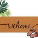 Long Doormat 48''x16'' Front Door Mat for Entrance Inside Outdoor Large Decorative Door Rug Welcome Mat for Outside Home Entry(Welcome,Yellow)