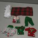 6 Pieces Christmas Doll Accessories Set Includes 2 Christmas Twins Dolls, 2 Xmas Clothing for Big Doll, 1 Doll Bathrobe and 1 Red Plaid Sleeping Bag for Xmas Presents Decorations