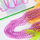 EOBOH 144PCS Bead Necklace, Metallic Pink Mardi Gras Rose Necklaces Bulk, 33" Mardi Gras Round Beaded Necklace Stuff, Festival Parade Throw Accessories Wedding Gender Reveal Party Supplies Decor