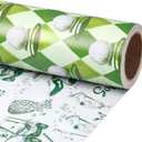 RUSPEPA Reversible Golf Wrapping Paper Roll, Mini Roll, Vintage Golfer Illustration & Green Argyle Golf Ball Pattern, Double-Sided Gift Wrap for Dad, Men, Father's Day, Birthday, 17 Inches x 16.4 Feet
