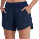 Willit Women's 5" Swim Board Shorts Quick Dry Beach Swimming Shorts UPF 50+ High Waisted Liner Pockets (18, Navy)
