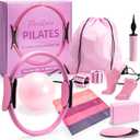 14-Piece Pink Pilates Kit for Women | Yoga Blocks | Magic Circle | Pilates Ball | Ankle Weights | 5 Resistance Bands | Pilates Sliders | At Home Pilates Kit | Beginner Pilates Equipment Set