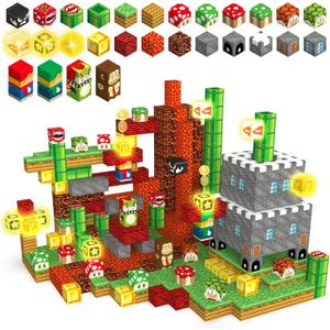 Magnetic Blocks Building Toys, 1" Light Up Building Blocks Magnet Cubes for Toddlers Boys Girls 3+, Build 3D Scenes STEM Sensory Construction Toys