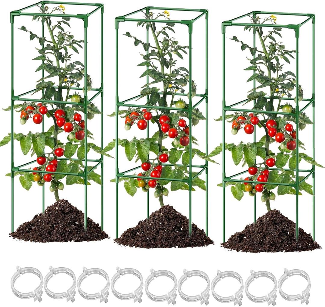 3 Pack Tomato Cages,Square Garden Trellis for Climbing Plants,43 Inches Tomato Plant Support Cage,Adjustable Tomatoes Plant Stakes Support Cages Trellis for Potted Plants, Vines, Vegetables