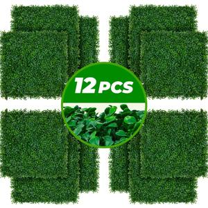 Amagabeli 12PCS 20x20inch Grass Wall Panels Boxwood Hedge Wall Panels Artificial Grass Backdrop Wall Privacy Hedge Screen UV Protected for Outdoor Indoor Garden Fence Backyard