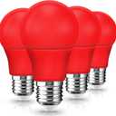 LED Red Light Bulb, A19 9W (60W Equivalent) Red Colored Christmas Light Bulbs Outdoor Indoor, E26 Base for Christmas Party Decor, New Year, Porch Lights, Home Lighting, Wedding, Bar, Not-dimm, 4 Pack