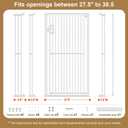 Jekriuet 57" Extra Tall Pet Gate, Auto Close Dog Door Pressure Mounted No Drilling for Doorways, Hallways, Stairs, Expandable 27.5"-38.5" Wide, Narrow 1.18" Spacing for Small Dogs & Puppies, White