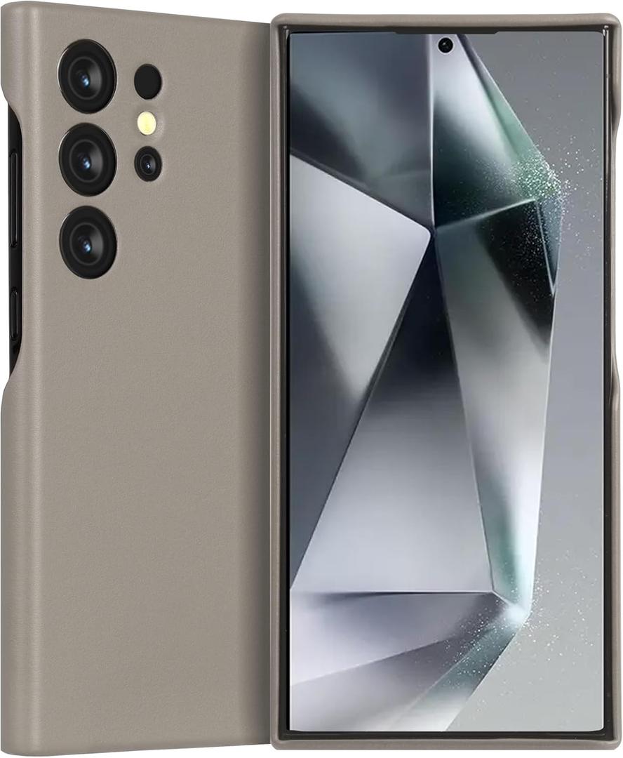 LOHASIC Case for Samsung Galaxy S24 Ultra, Compatible with Mag-Safe, Stronger Magnet Fit for Mag Car Mount, Elegant PU Vegan Leather Slim Phone Cover to Men Women, 6.8 Inch, 5G, 2024 - Gray