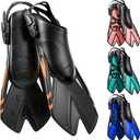 Snorkel Fins, Swim Fins Travel Size Short Adjustable for Snorkeling Diving, Open Heel Swimming Flippers for Adult Men Women Large-X-Large