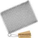 TOPULORS Cast Iron Scrubber 316 Stainless Steel Skillet Cleaner 8"x6" Chainmail Scrubber Scraper Chain Mail Link Scrub for Cast Iron Pre-Seasoned Pans, Griddles, BBQ Grills, and Pot Cookware Cleaning