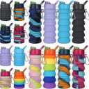 8 Pcs Collapsibles Water Bottles, 16 oz Portable Foldable | Water Bottle with Metal Clip Silicone Leakproof Travel Water Bottle Reusable Sports Waters Bottles for Travel Camping Cycling