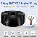 7 Way Trailer Wire Heavy Duty 14 Gauge 7 Pin Trailer Wiring Harness Kit with Color-Coded PVC Jacket Flexible 7 Conductor Insulated Cable for RV, Camper, Truck, Boat, Utility Trailers (50 Feet)