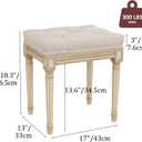 Yusong Vanity Stool Upholstered Bench Seat for Makeup Room, Vintage Small Bedroom Bench Dining Bench with Tufted Fabric for Living Room, Piano Stool with Rustic Wood, Easy Assemble,Beige, 17''*13''*18.6''
