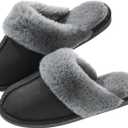 Parlovable Women's Memory Foam Slippers - Cloud-Like Comfort for Hard Floors, Ultra-Soft Machine Washable Indoor Outdoor House Shoes with Non-Slip Sole (5-6, Black)