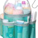 F-color Mesh Shower Caddy Portable, Large Capacity Shower Bag Basket Tote for College Dorm Room Toiletry Gym Rv Essentials, Bathroom with S Hook, Mint Green