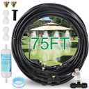YOFIT Outdoor Misting System for Patio Cooling, 75FT Water Mister Hose Kit, Cooling Misters for Porch, Backyard, Yard, Garden, Portable Mist System with Brass Nozzles for Outside