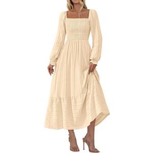 BTFBM Women Maxi Fall Dresses 2026 Long Sleeve Boho Dress (L)
