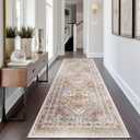 zesthome Washable Runner Rug 2.5x8 - Stain Resistant Entryway Rugs, Ultra-Thin Kitchen Rug, Anti Slip Backing Runner Rugs for Entrance Laundry Room Indoor Hallway (Orange,2.5'x8')