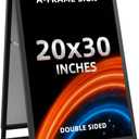Heavy Duty Slide-in Folding A Frame Sign Sidewalk Sign20x30Inch Sandwich Board Steel Metal Double-Side Pavement sign Corrugated Plastic Poster (20x30 inch(Frame only))