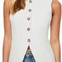 Fallorchid Womens Round neck Suit Vest Sleeveless Button Business Jacket Waistcoat Top, Size: L