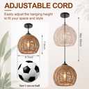 3 Pack Paper Rope Woven Pendant Light, Boho Wicker Pendant Lights, 8.66 x 8.66 x 6.30 inches