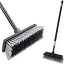 Floor Scrubbing Brush Stiff Bristles with 49.6 inches Telescopic Long Handle, Yard Brush Concrete Broom for Cleaning Garden, Patio Bathroom, Kitchen, Garage, Deck, Tile, Marble, Stone, Wood Floors