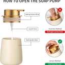 Enra Ceramic Soap Dispenser,12 oz Hand Lotion Dispenser with Gold Pump,Wide-Mouth Refillable Dish Soap Dispenser,Modern Liquid Soap Dispenser for Kitchen & Bathroom Countertop Decor