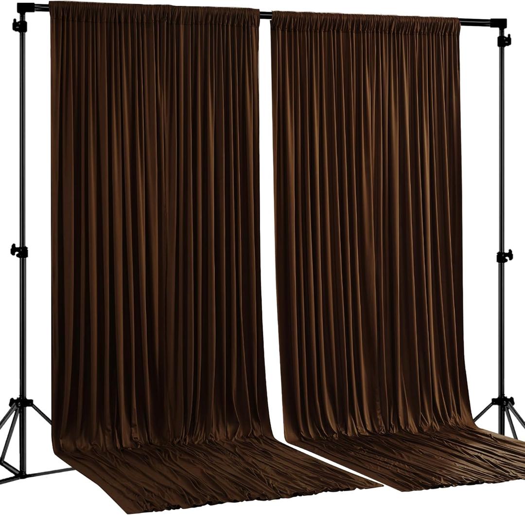 Dark Brown Backdrop Curtains-Wrinkle-Free Polyester Photography Drapes Party Curtain Background for Baby Shower Wedding Decorations- 8 X10FT (W4' x H10'(2 panels))