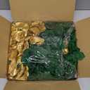 108pcs Roses Head Flowers with Stem - Emerald Green Gold Artificial Flowers Rose Bulk - Silk Rose Fake Flower for Wedding Bouquet Decor DIY Baby Shower Centerpieces St Patrick's Day Decoration