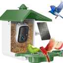 Smart Bird Feeder with Camera, Solar Powered WiFi WildBird Watching Camera with AI Bird Recognition, 2K Auto Capture, Vicohome App Alerts, Outdoor Garden Decor Gift for Dad Mom BirdLovers (Green)